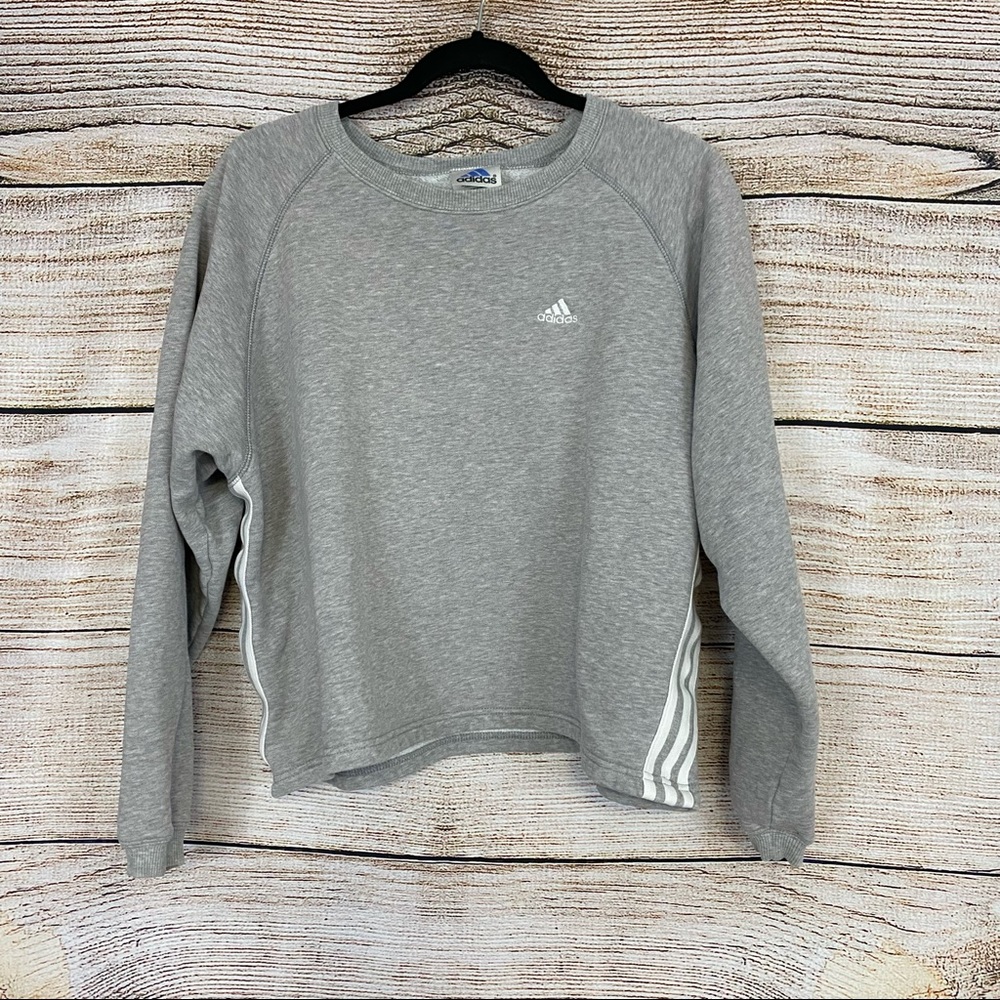 2/$15 Adidas Gray and White Cropped Sweatershirt